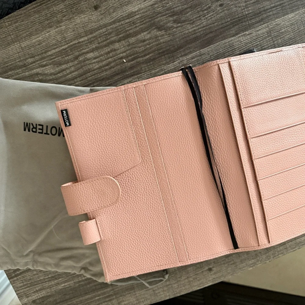 Moterm Pink Leather Planner With Snap Closure